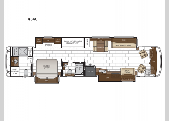 Floorplan - 2025 Ventana 4340 Motor Home Class A - Diesel