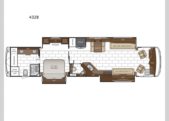 Floorplan - 2025 Ventana 4328 Motor Home Class A - Diesel