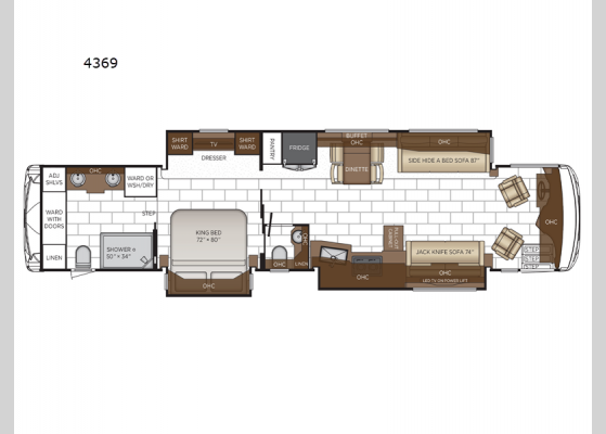 Floorplan - 2025 Ventana 4369 Motor Home Class A - Diesel