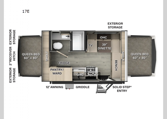 Floorplan - 2025 Flagstaff Shamrock 17E Expandable