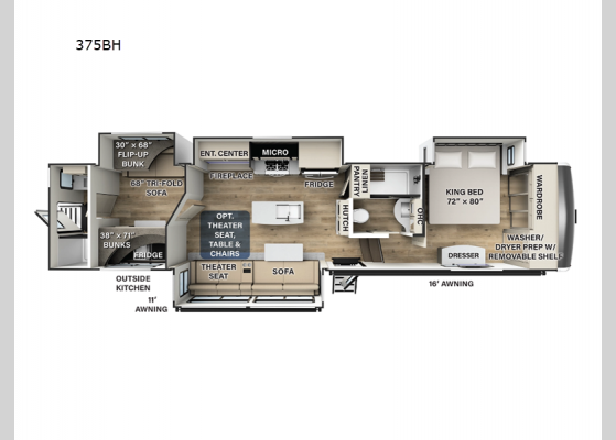 Floorplan - 2024 Columbus 375BH Fifth Wheel