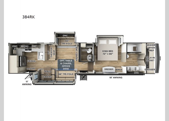 Floorplan - 2024 Columbus 384RK Fifth Wheel