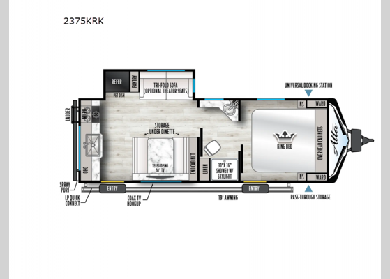 Floorplan - 2025 Alta 2375KRK Travel Trailer