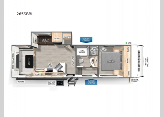 Floorplan - 2025 Cherokee Black Label 265SBBL Fifth Wheel