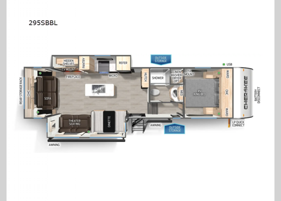 Floorplan - 2025 Cherokee Black Label 295SBBL Fifth Wheel