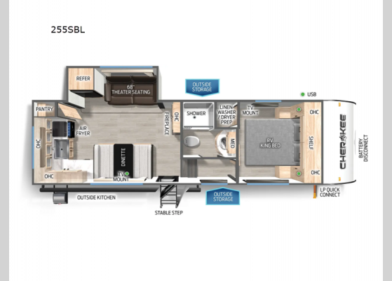 Floorplan - 2025 Cherokee Black Label 255SBL Fifth Wheel