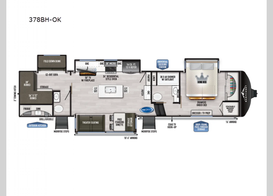 Floorplan - 2025 Ahara 378BH-OK Fifth Wheel