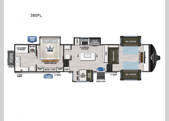 Floorplan - 2025 Ahara 380FL Fifth Wheel