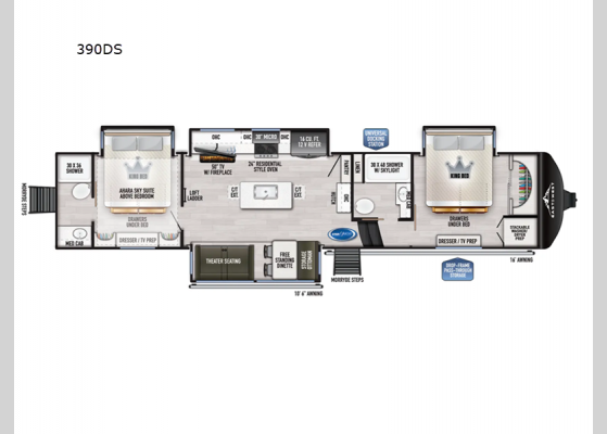 Floorplan - 2025 Ahara 390DS Fifth Wheel