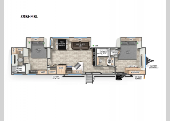 Floorplan - 2025 Cherokee Black Label 39HBABL Destination Trailer