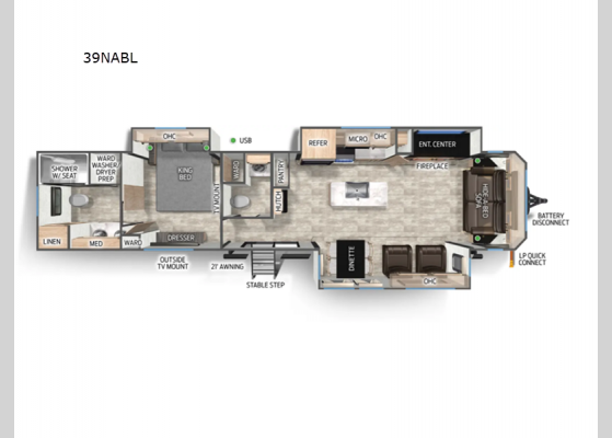 Floorplan - 2025 Cherokee Black Label 39NABL Destination Trailer