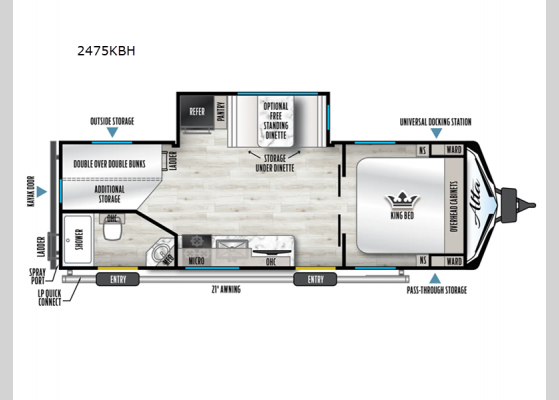 Floorplan - 2025 Alta 2475KBH Travel Trailer