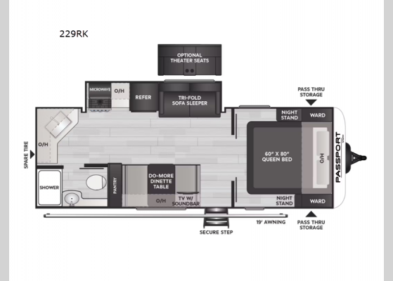 Floorplan - 2024 Passport SL 229RK Travel Trailer