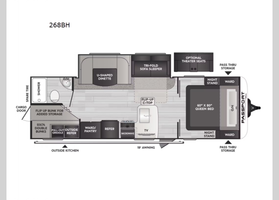 Floorplan - 2024 Passport SL 268BH Travel Trailer