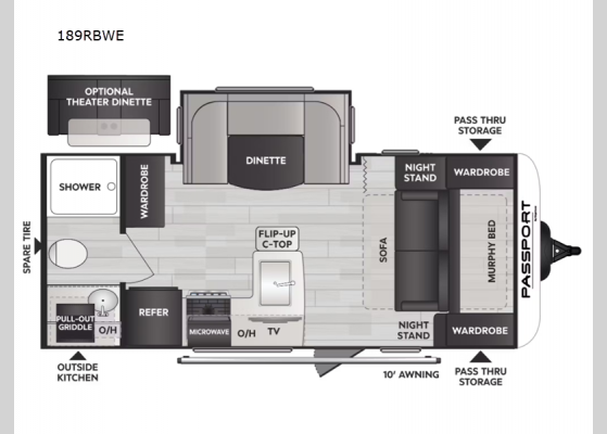 Floorplan - 2024 Passport SL 189RBWE Travel Trailer