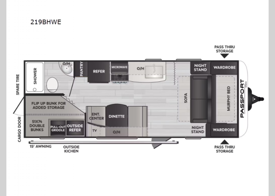 Floorplan - 2024 Passport SL 219BHWE Travel Trailer