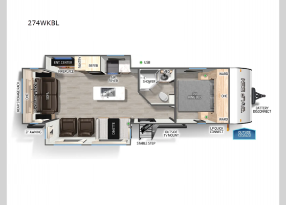 Floorplan - 2025 Cherokee Black Label 274WKBL Travel Trailer