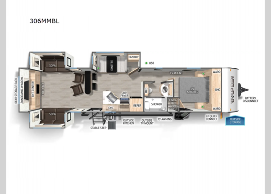 Floorplan - 2025 Cherokee Black Label 306MMBL Travel Trailer