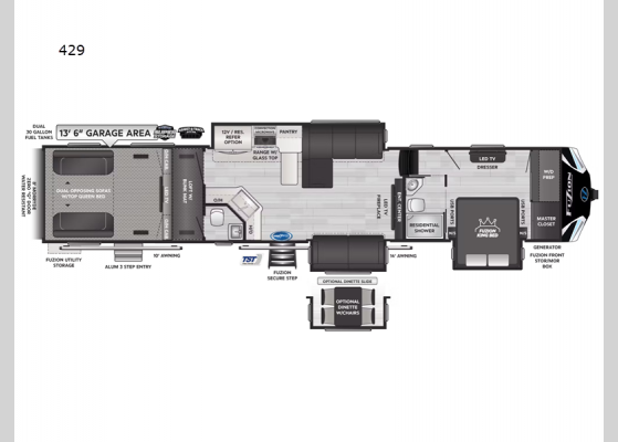 Floorplan - 2025 Fuzion 429 Toy Hauler Fifth Wheel