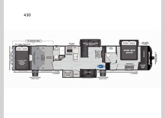 Floorplan - 2025 Fuzion 430 Toy Hauler Fifth Wheel