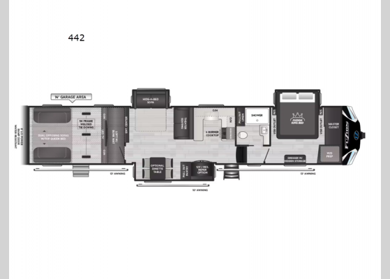 Floorplan - 2025 Fuzion 442 Toy Hauler Fifth Wheel