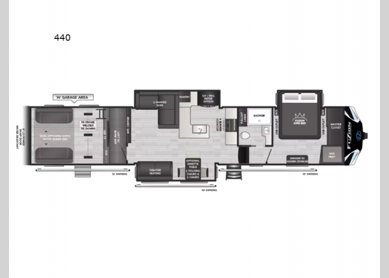 Floorplan - 2025 Fuzion 440 Toy Hauler Fifth Wheel