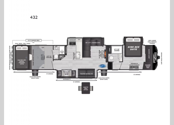 Floorplan - 2025 Fuzion 432 Toy Hauler Fifth Wheel