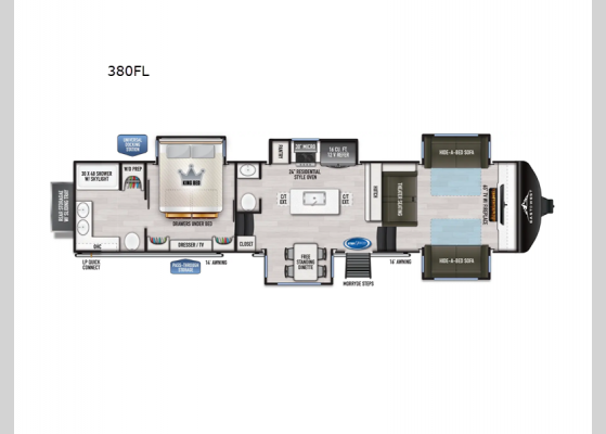 Floorplan - 2025 Ahara 380FL Fifth Wheel