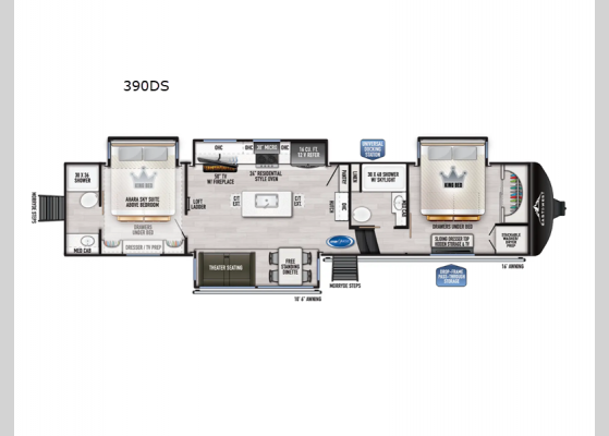 Floorplan - 2025 Ahara 390DS Fifth Wheel