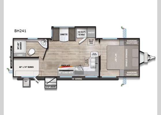 Floorplan - 2026 Delta Ultra Lite BH241 Travel Trailer