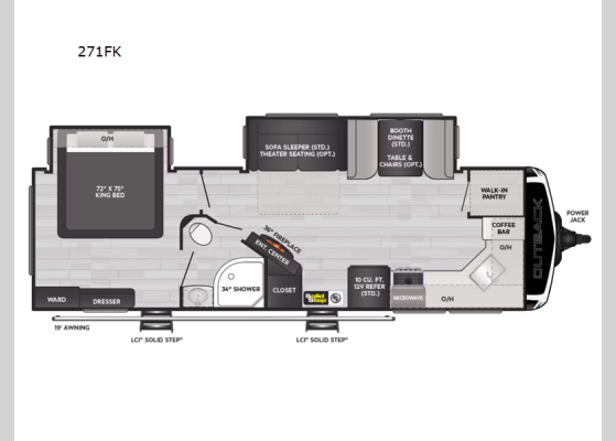 Floorplan - 2025 Outback 271FK Travel Trailer