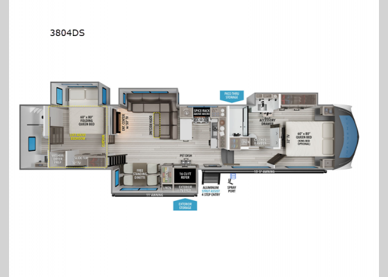 Floorplan - 2025 Influence 3804DS Fifth Wheel