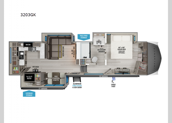 Floorplan - 2025 Influence 3203GK Fifth Wheel