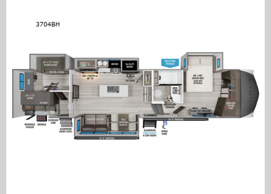 Floorplan - 2025 Influence 3704BH Fifth Wheel