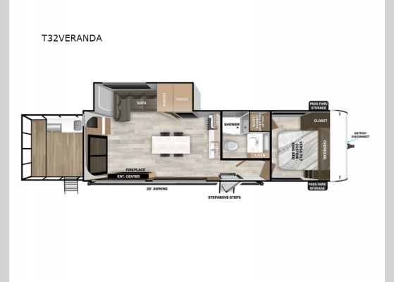 Floorplan - 2025 Salem T32VERANDA Travel Trailer