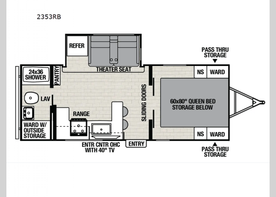 Floorplan - 2025 Northern Spirit Ultra Lite 2353RB Travel Trailer