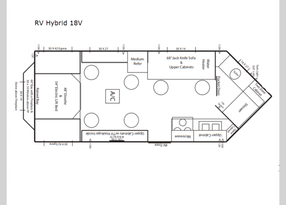 Floorplan - 2024 Ice Castle Fish Houses RV Hybrid 18V Fish House