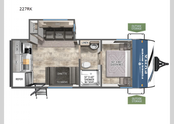 Floorplan - 2025 Puma 227RK Travel Trailer