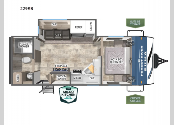 Floorplan - 2025 Puma 229RB Travel Trailer