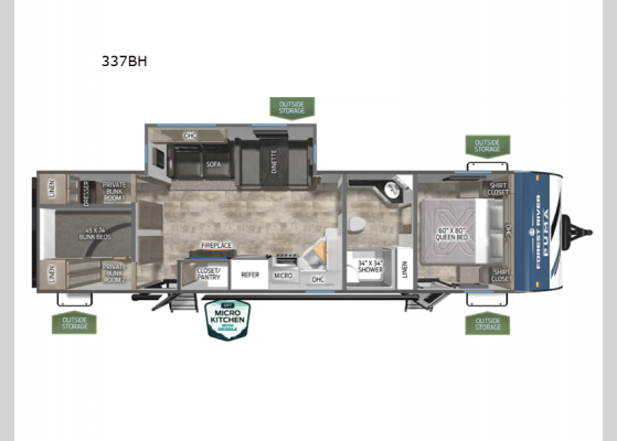 Floorplan - 2025 Puma 337BH Travel Trailer