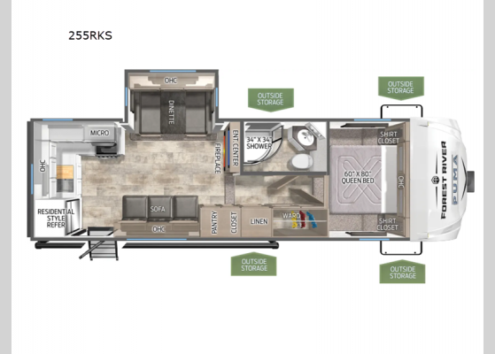 Floorplan - 2025 Puma 255RKS Fifth Wheel