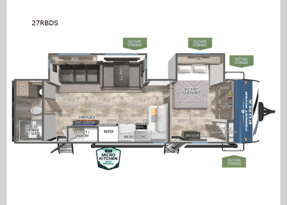 Floorplan - 2025 Puma 27RBDS Travel Trailer