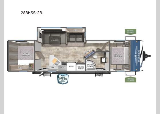 Floorplan - 2025 Puma 28BHSS-2B Travel Trailer