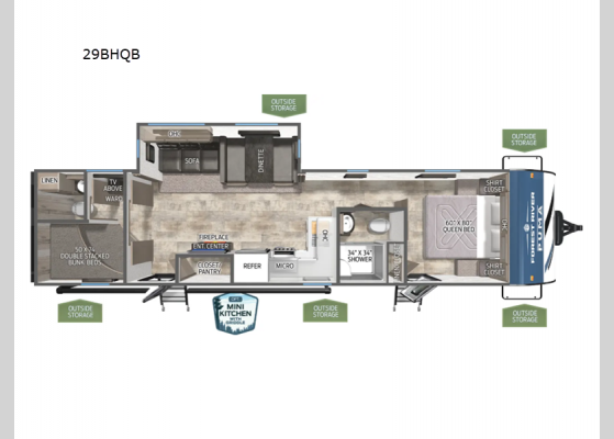 Floorplan - 2025 Puma 29BHQB Travel Trailer