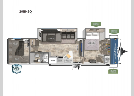 Floorplan - 2025 Puma 29BHSQ Travel Trailer