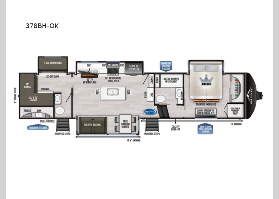 Floorplan - 2025 Ahara 378BH-OK Fifth Wheel