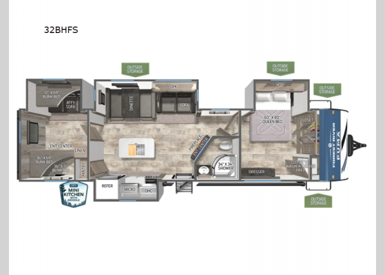 Floorplan - 2025 Puma 32BHFS Travel Trailer