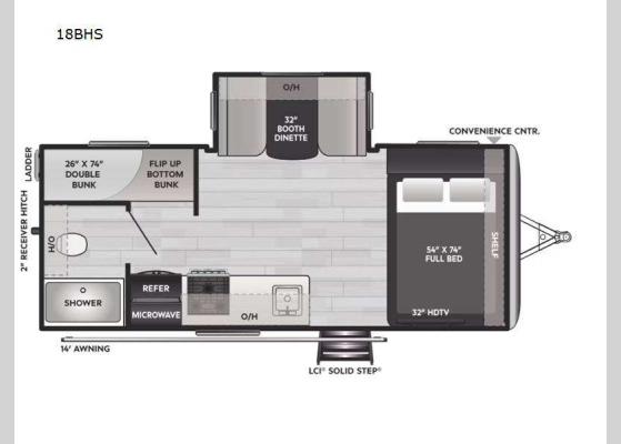 Floorplan - 2025 Outback OBX 18BHS Travel Trailer