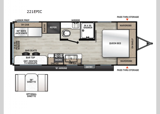 Floorplan - 2025 Catalina Summit Series 8 221EPIC Travel Trailer