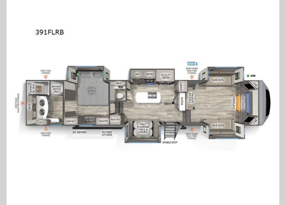 Floorplan - 2024 Sierra Luxury 391FLRB Fifth Wheel